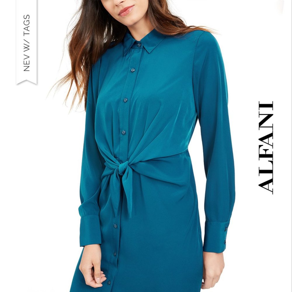 Alfani Tie-Front Shirt Dress